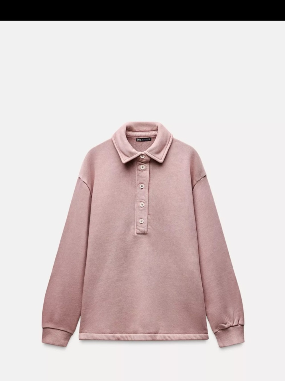 Zara Dusty Oversized Pink Button-Up Polo Sweater
